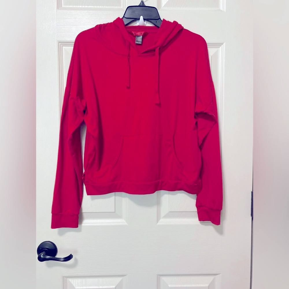 Woman’s Red Cropped Hooded Pullover | Size:M | Color: Red